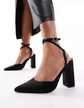 Черные туфли на высоком блочном каблуке ASOS Paige