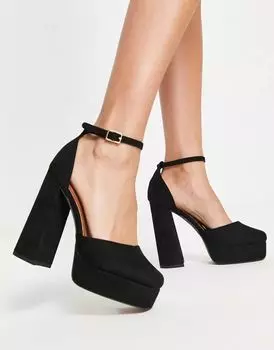 Черные туфли на высоком каблуке на платформе ASOS Priority