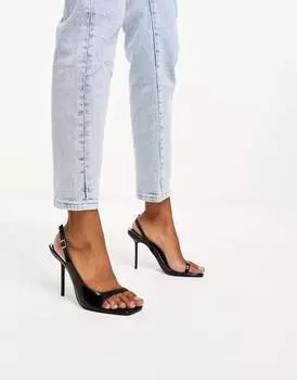 Черные туфли на высоком каблуке с асимметричной деталью River Island