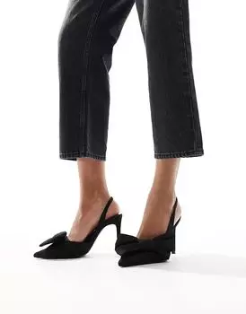 Черные туфли с открытой пяткой и бантом Stradivarius