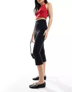 Черные удлинённые брюки до икры ASOS DESIGN
