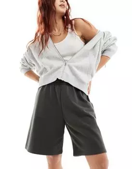 Черные удлинённые шорты из джерси свободного кроя Weekday Jet