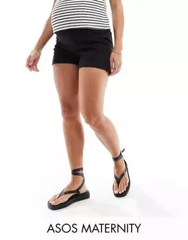 Черные удобные джинсовые шорты для мам ASOS Maternity