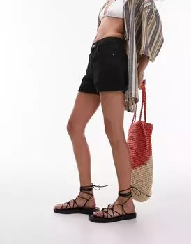 Черные удобные джинсовые шорты из эластичного денима Topshop