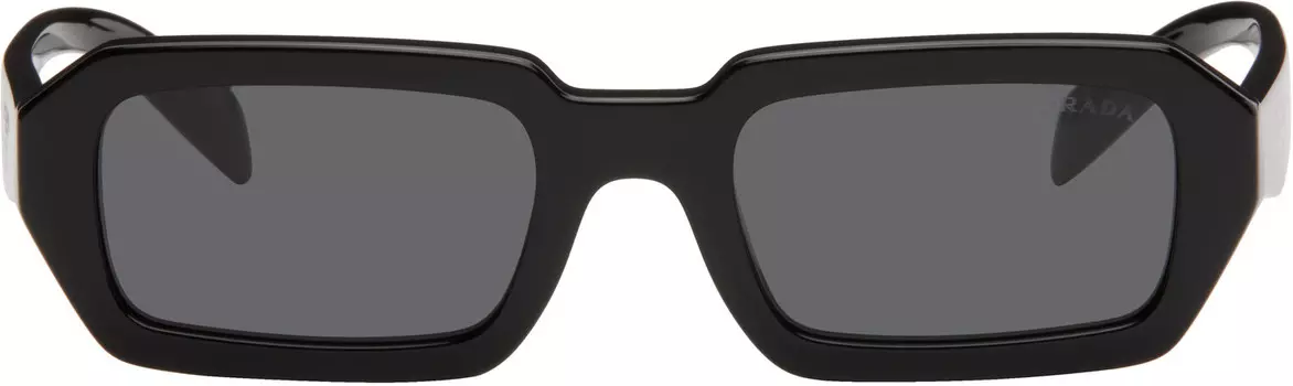 Черные угловатые прямоугольные солнцезащитные очки из ацетата Prada Eyewear