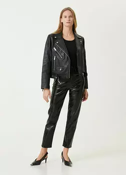 Черные укороченные брюки из веганской кожи Anine Bing