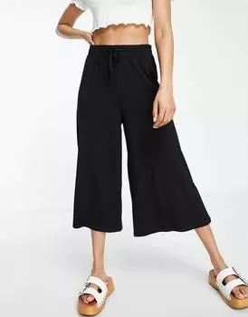 Черные укороченные брюки с кулиской ASOS DESIGN Petite