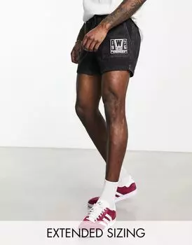 Черные укороченные джинсовые шорты со вставками ASOS DESIGN