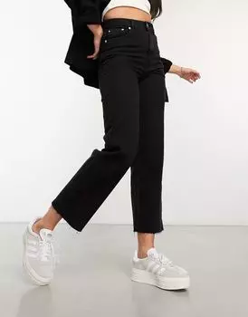 Черные укороченные джинсы прямого кроя ASOS Easy