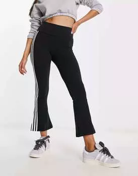 Черные укороченные леггинсы с тремя полосками adidas Originals