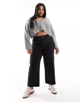 Черные укороченные прямые джинсы ASOS DESIGN Curve