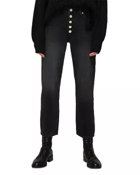 Черные укороченные прямые джинсы с высокой посадкой спереди Hollie Button Whistles, цвет Black