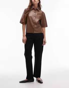 Черные укороченные прямые джинсы со средней посадкой и необработанными краями Topshop