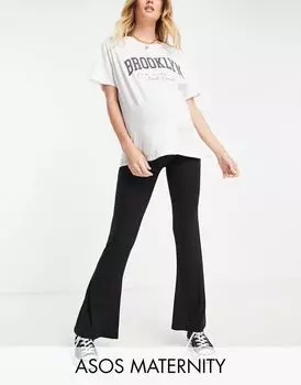 Черные укороченные расклешенные брюки ASOS DESIGN Maternity
