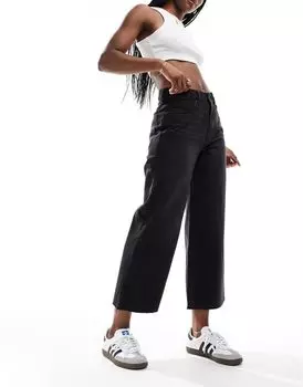 Черные укороченные широкие джинсы ASOS DESIGN