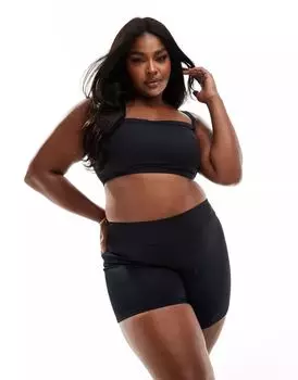 Черные укороченные шорты бикини с широкой талией ASOS DESIGN Curve Maya