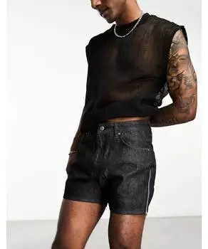 Черные укороченные шорты с молнией сбоку ASOS DESIGN