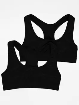 Черные укороченные топы без швов (2 шт.) George., черный