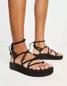 Черные универсальные массивные сандалии средней формы Teva