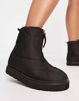 Черные уплотненные ботинки на молнии ASOS DESIGN Avenue
