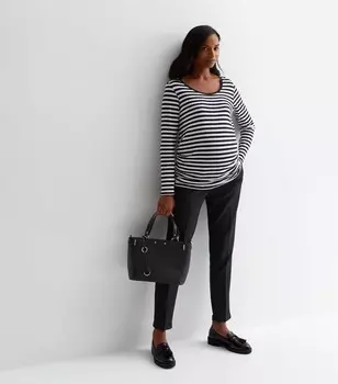 Черные узкие эластичные брюки с завышенной талией для беременных New Look, черный