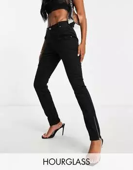 Черные узкие байкерские брюки карго на молнии ASOS DESIGN Hourglass Hourglass