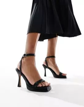 Черные узкие босоножки на высоком каблуке на платформе ASOS DESIGN Nightlife