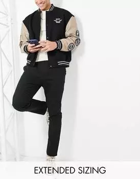 Черные узкие брюки чинос с эластичным поясом ASOS DESIGN