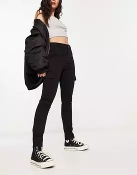 Черные узкие брюки карго ASOS