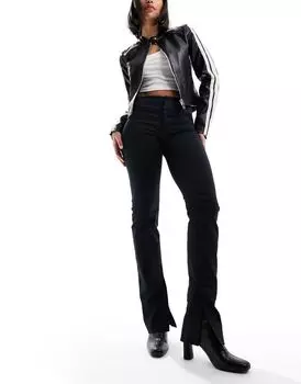 Черные узкие брюки с открытым краем Monki