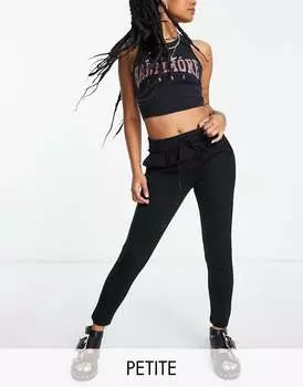 Черные узкие брюки с завязкой на талии Only Petite