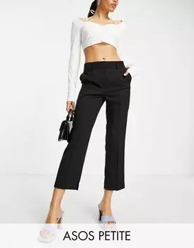 Черные узкие брюки-сигареты с короткими рукавами ASOS DESIGN Petite