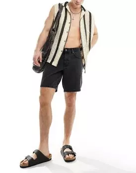 Черные узкие джинсовые шорты стандартной длины ASOS DESIGN