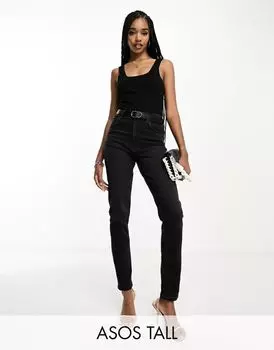 Черные узкие джинсы Mom ASOS DESIGN Tall