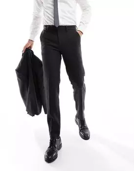 Черные узкие костюмные брюки из смесовой шерсти ASOS DESIGN