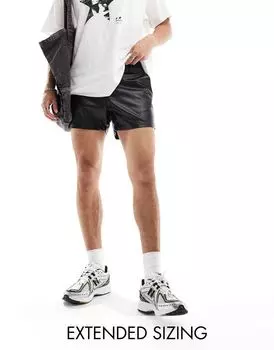 Черные узкие кожаные шорты ASOS DESIGN