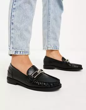 Черные узкие лоферы с цепочкой ASOS DESIGN Melodic
