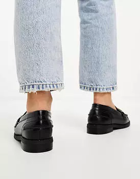 Черные узкие лоферы с цепочкой ASOS DESIGN Wide Fit Melodic