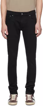 Черные узкие махровые джинсы Nudie Jeans, Everblack