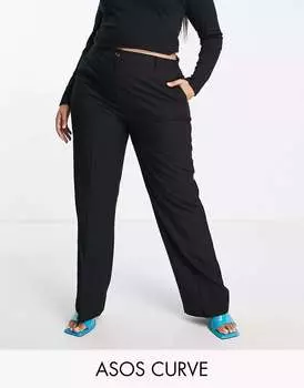 Черные узкие прямые костюмные брюки ASOS Curve Mix & Match
