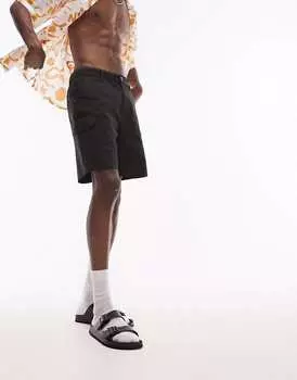 Черные узкие шорты карго Topman