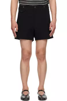 Черные узкие шорты с подтяжками YOHJI YAMAMOTO