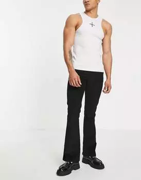 Черные узкие вельветовые брюки-клёш ASOS DESIGN
