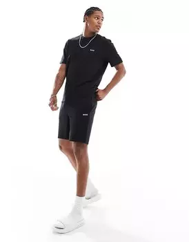 Черные вафельные шорты BOSS Bodywear