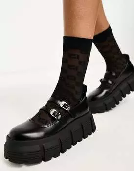 Черные веганские балетки на массивной подошве Buffalo