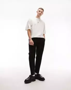 Черные вельветовые брюки зауженного кроя Topman