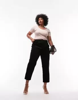 Черные вельветовые зауженные брюки Topshop Curve