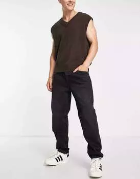 Черные винтажные прямые джинсы Bershka