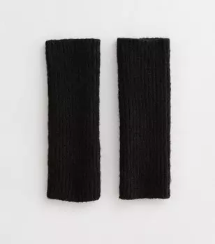 Черные вязаные гетры в рубчик New Look, черный