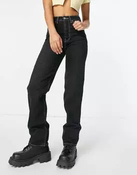 Черные выбеленные джинсы с пряжками Topshop